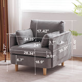 Modern Fabric Decorative Chair Armchair Upholstered Reading Chair Single Sofa Casual Club Chair