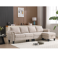 Convertible Sectional Sofa with Storage, L-Shaped Four-Seater Design in Modern Linen Fabric, Beige