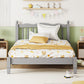 Twin Bed with Column-Decoration Headboard, with Bed Slats,Grey