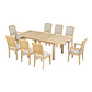 TOPMAX Expandable 84-Inch Dining Table Set with 24" Detachable Leaves, 6 Armless Chairs, and 2 Armchairs, Natural Finish