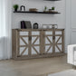 65-Inch Slate Gray Faux Rattan Sideboard with Barn Doors, 4-Door Storage for Living Rooms and Bedrooms