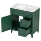 30" Bathroom Vanity with Sink Top, Solid Wood Cabinet with Door and Two Drawers, Green