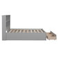 Full Size Platform Bed with Storage Headboard, Charging Station and 2 Drawers, Gray