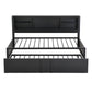 Metal Twin Size Daybed with Twin Size Trundle  Storage Shelves and USB Ports  Black