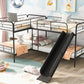 Twin Size L-Shaped Bunk Bed with Slide and Ladder  Black