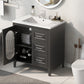 Bathroom Vanity with Sink, Bathroom Vanity Cabinet with Two Drawers and Door, Adjustable Shelf, Solid Wood and MDF, Black