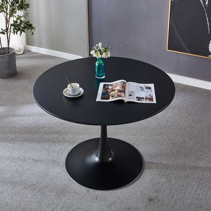 42.1" Black Tulip Table, Mid-Century Dining Table for 4-6 People with Round MDF Table Top