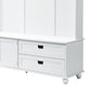 ON-TREND Modern Hall Tree with Storage Cabinet, 2 Large Drawers, and 5 Coat Hooks, White