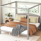 King Size Canopy Platform Bed with Headboard and Support Legs, Grey Wash