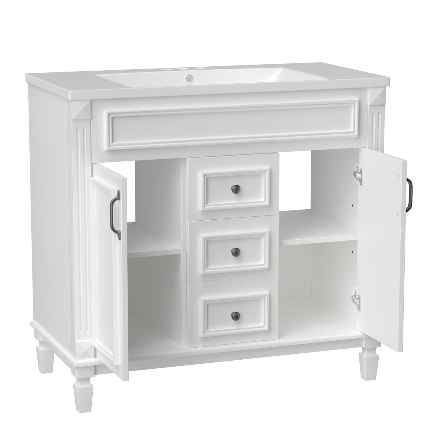 36" Bathroom Vanity Cabinet Only, Modern Storage with 2 Soft-Closing Doors and 2 Drawers