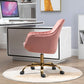 360° Pink Velvet Swivel Chair With High Back Adjustable Working Chair With Golden Color Base