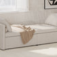 Modern Cushioned Lounge Chair Sofa Bed with 2 Drawers, Linen Fabric in Beige