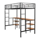 Twin loft bed with table and shelf/Heavy duty sturdy metal/Built in table and shelf/Noise reduction/Safety fence