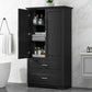 Tall Bathroom Storage Cabinet with Two Doors and Drawers, Adjustable Shelf, MDF Board, Black Finish