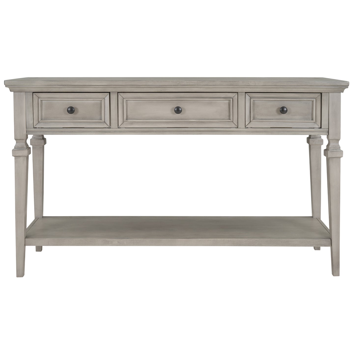 TREXM Classic Retro Style Console Table with Three Top Drawers and Open Style Bottom Shelf (Gray Wash)