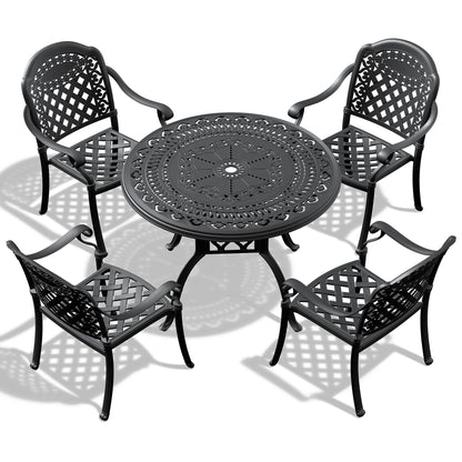 5-Piece Set Of Cast Aluminum Patio Furniture With Cushions