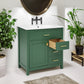 30-Inch Green Bathroom Vanity with Ceramic Sink and Ample Storage - Ideal Choice for Small Bathrooms