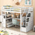 Twin Size Loft Bed with Desk and Shelves  Two Built-in Drawers  Storage Staircase White