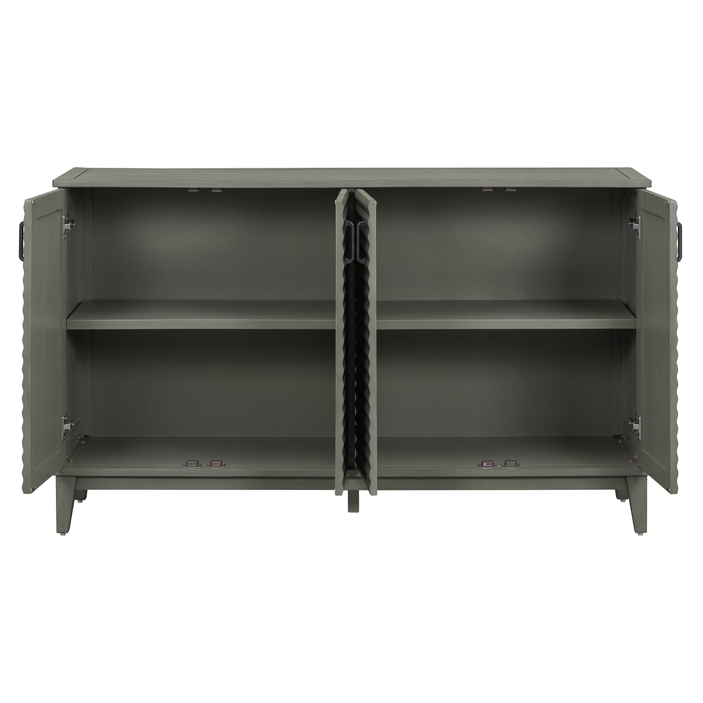 TREXM Side Panel Buffet with 4 Doors, Large Storage Cabinet with Adjustable Shelves and Metal Handles, Antique Gray