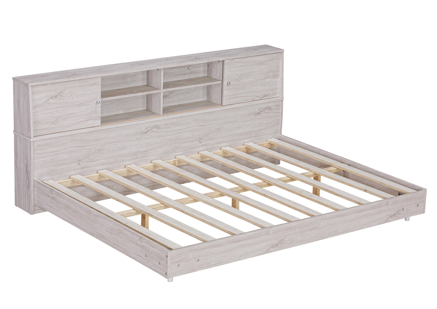 Full Size Daybed Frame with Storage Bookcases White Oak