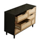 6 drawers Rattan dresser Rattan Drawer Bedroom Living Room (Black)