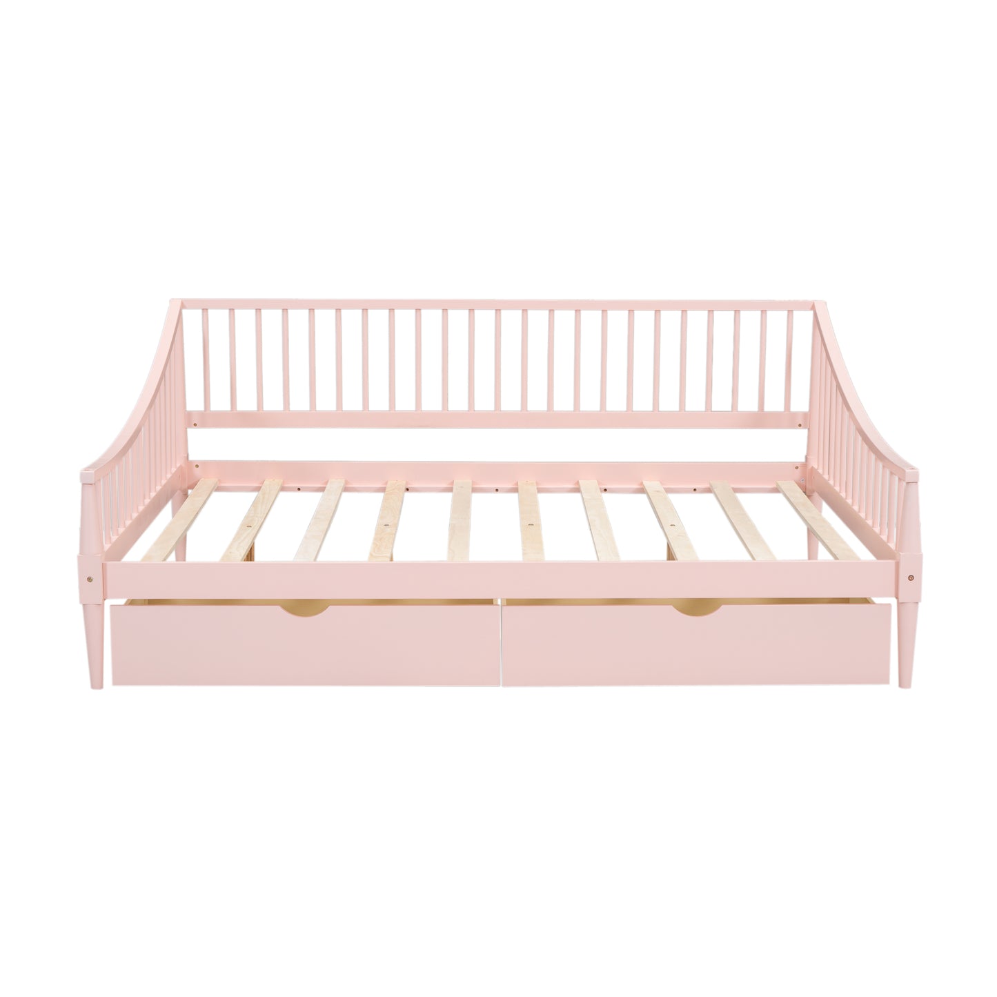 Full Size Daybed with Two Storage Drawers and Support Legs Pink