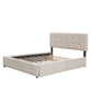 Upholstered Platform Bed with 2 Drawers and 1 Twin XL Trundle Linen Fabric Queen Size - Dark Beige