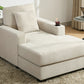 39.7" Oversized Chaise Lounger with Pillows, Charge Station, and Cup Holders, Chenille Fabric in Cream