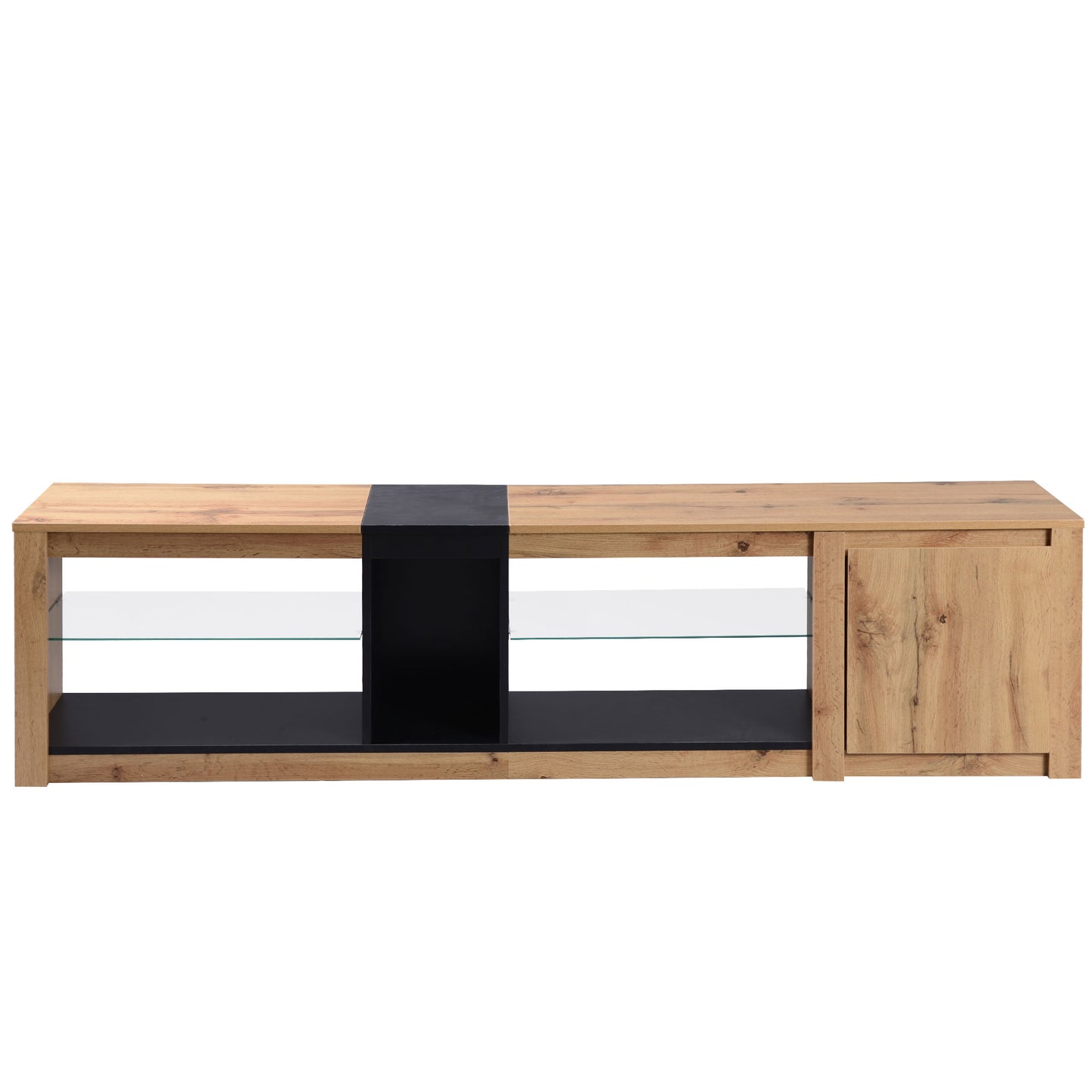 ModernTV stand suitable for TVs under 80 inches, media console with multifunctional storage, and LED lights