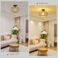 Rattan Light Fixtures Ceiling Mount,Boho Ceiling Light Fixture with Dimmable LED Bulb Mini Hand Woven Rattan