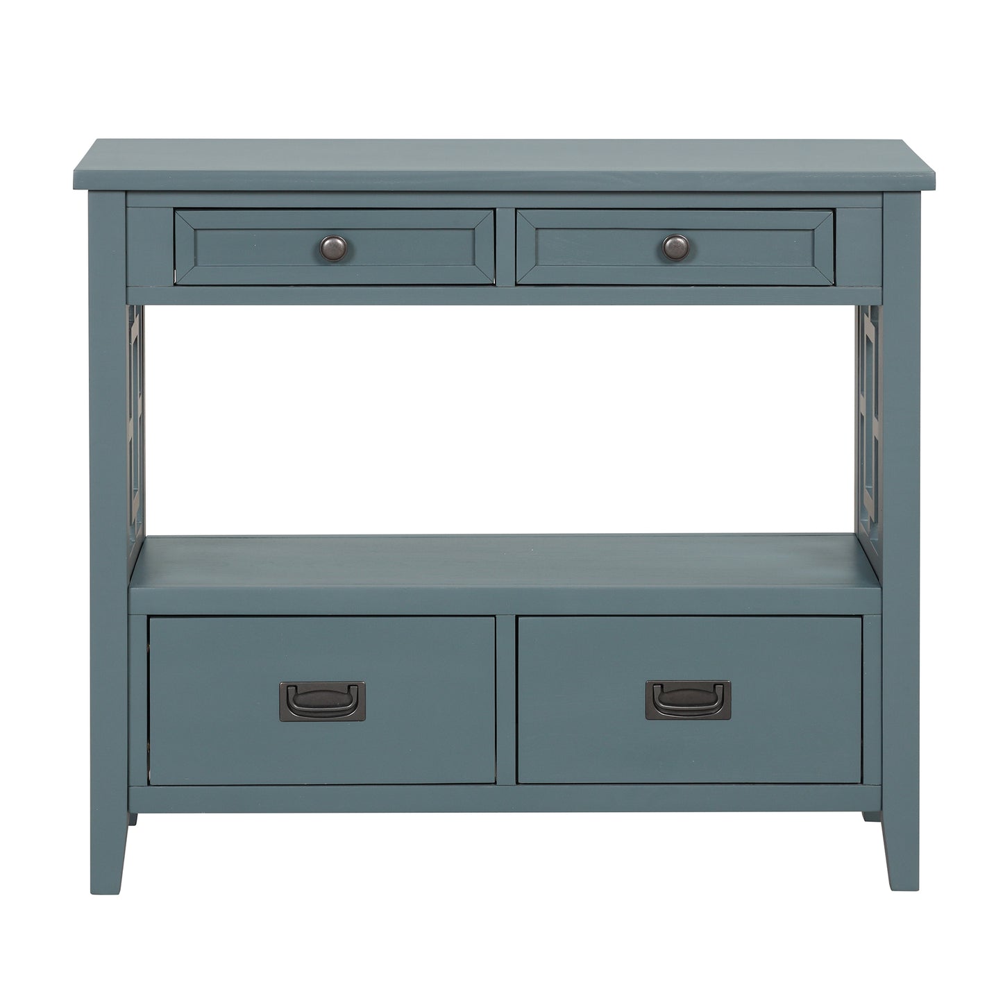 36'' Farmhouse Pine Wood Console Table Entry Sofa Table with 4 Drawers & 1 Storage Shelf ( Blue)