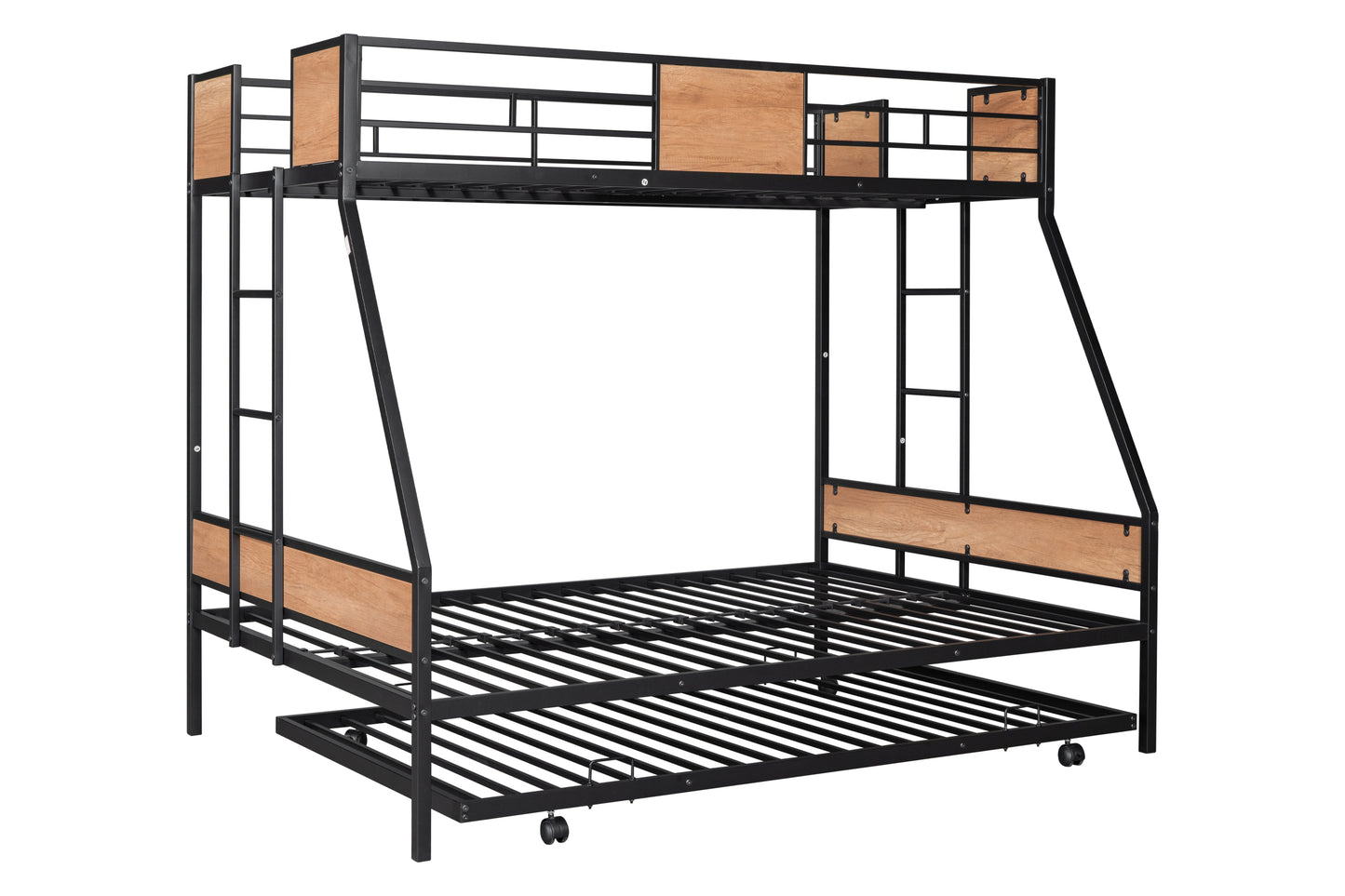 Metal Twin over Full Bunk Bed with Trundle/ Heavy-duty Sturdy Metal