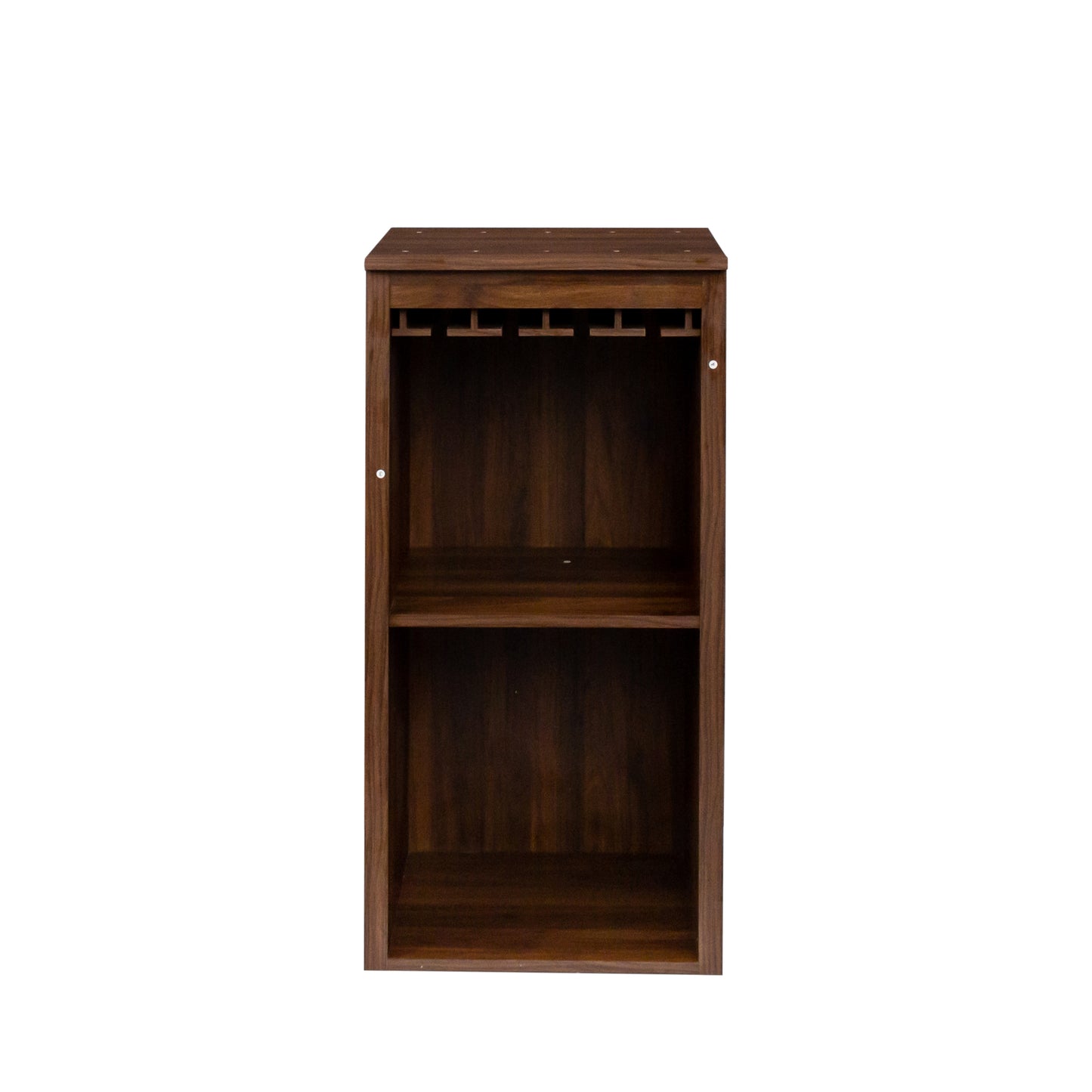 Brown walnut color modular wine bar Cabinet with Storage Shelves with Hutch for Dining Room