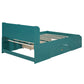 Wood Full Size Platform Bed with 2 Drawers, Storage Headboard and Footboard, Dark Green