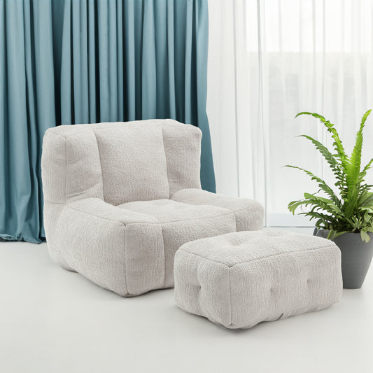 Fluffy bean bag chair Super soft couch chair with memory foam and footstool Indoor modern focus bean bag chair