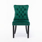 High-end Tufted Solid Wood Contemporary Velvet Upholstered Dining Chair with Wood Legs Nailhead Trim 2-Pcs Set Green