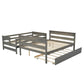 Wood Twin over Full Bunk Bed with Twin Size Trundle  Gray