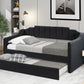 Upholstered Twin Daybed with Trundle, Black Finish for Bedrooms and Guest Rooms