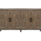 4-Door Wooden Twill Sideboard, American Country Vintage Design for Living Rooms, Dining Rooms, and Hallways, Brown