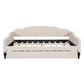 Full Size Upholstered Tufted Daybed with Twin Size Trundle, Beige