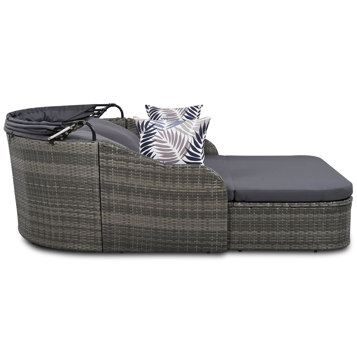 Tumbona para exteriores GO de 79,9" con dosel ajustable, sillón doble en mimbre gris y cojín