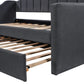 Upholstered Twin Daybed with Trundle, Black Finish for Bedrooms and Guest Rooms