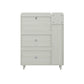 Natural Bohemian style shoe cabinet with 3 rattan flip drawers, 3 square shelves, and 1 storage drawer, white