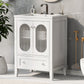 Bathroom Vanity with Sink, Bathroom Vanity Cabinet with One Drawer and Doors, Adjustable Shelf, Solid Wood and MDF, White