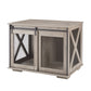 Farmhouse Dog Cage Crate Furniture with Sliding Barn Door, Farmhouse Wooden Dog Kennel End Table with Flip-top Plate Dog House