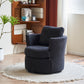 Rotating bucket chair living room comfortable circular sofa chair 360 degree rotating bucket chair armchair (black)