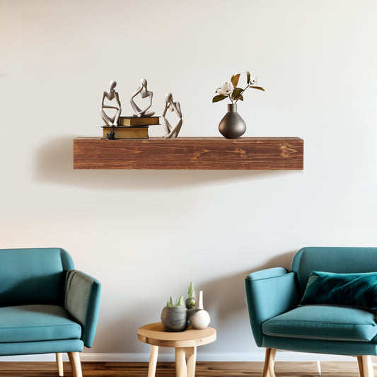 60-Inch Rustic Wood Floating Fireplace Mantel Decor