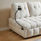 Modern Velvet Sofa Bed with Removable Backrest, USB Port, and Swivel Phone Stand, Beige