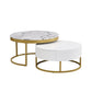 Modern Round Nesting Coffee Table with Drawers, White Finish for Living Rooms