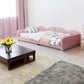 Twin size Upholstered Daybed, Sherpa Fabric Sofabed with Cloud-Shaped Backrest, No Box-spring Needed, Pink